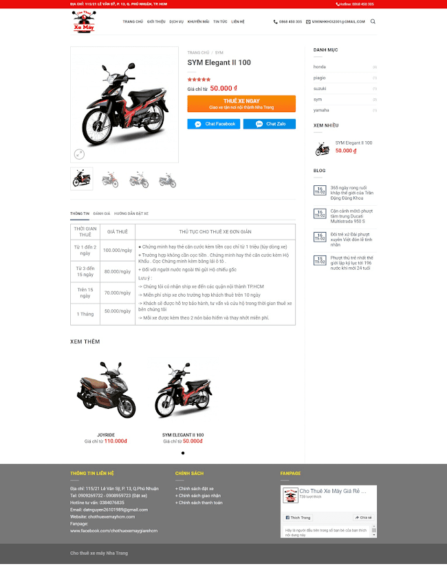 Template blogspot cho thuê xe máy chuẩn SEO